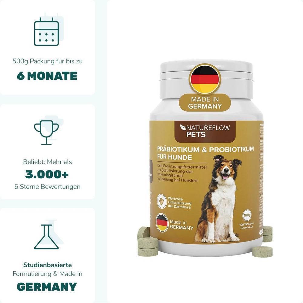 Präbiotikum & Probiotikum - Natureflow Pets - 120 Tabletten